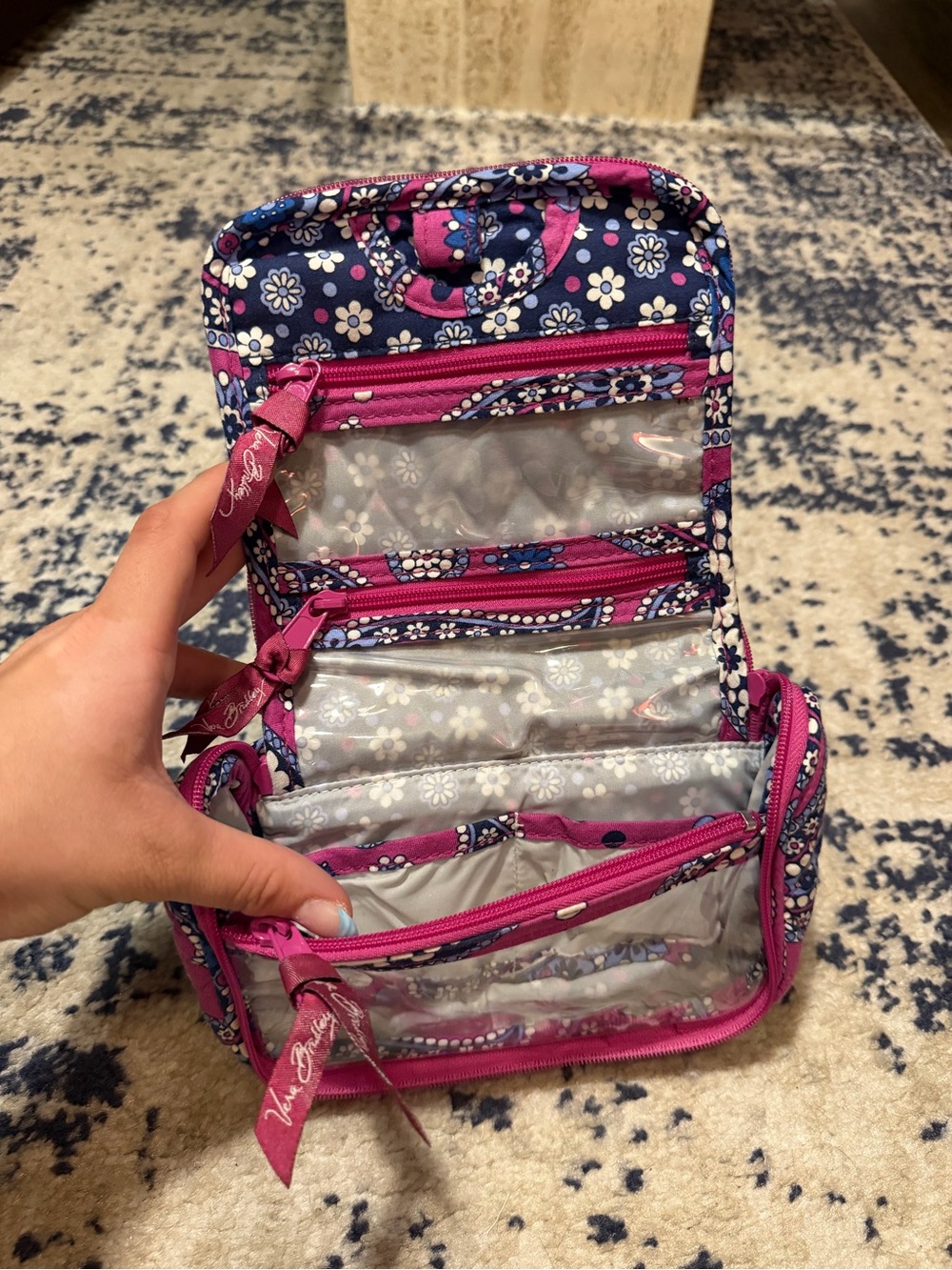 Vera Bradley Quilted Paisley Cosmetic Bag - Pink - Picture 6 of 7